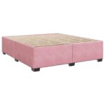 vidaXL Posteľ s boxspringom a matracom a LED Ružová 200 x 200 cm Zamat – Obrázok 4