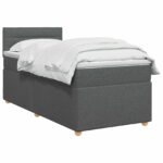 vidaXL Posteľ boxspring s matracom Tmavosivá 80 x 200 cm Látka – Obrázok 2