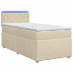 vidaXL Posteľ boxspring s matracom Krémová 80 x 200 cm Látka