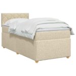 vidaXL Posteľ boxspring s matracom Krémová 80 x 200 cm Látka – Obrázok 2