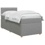 vidaXL Posteľ boxspring s matracom Svetlosivá 90 x 190 cm Látka – Obrázok 2