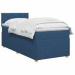 vidaXL Posteľ boxspring s matracom Modrá 90 x 190 cm Látka – Obrázok 2