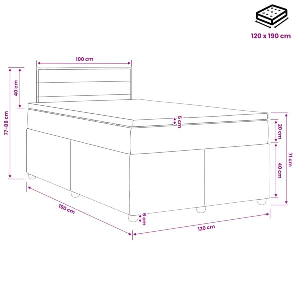 vidaXL Posteľ boxspring s matracom Čierna 120 x 190 cm Látka – Obrázok 11