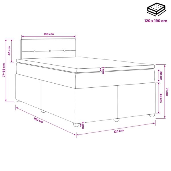 vidaXL Posteľ boxspring s matracom Tmavohnedá 120 x 190 cm Látka – Obrázok 11