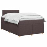 vidaXL Posteľ boxspring s matracom Tmavohnedá 120 x 200 cm Látka – Obrázok 2