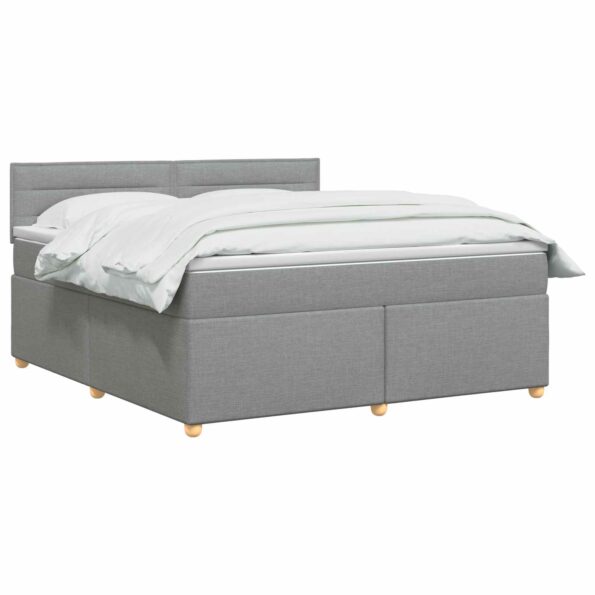 vidaXL Posteľ boxspring s matracom Svetlosivá 140 x 190 cm Látka – Obrázok 2
