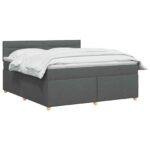 vidaXL Posteľ boxspring s matracom Tmavosivá 140 x 190 cm Látka – Obrázok 2