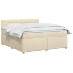 vidaXL Posteľ boxspring s matracom Krémová 140 x 190 cm Látka – Obrázok 2