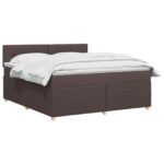 vidaXL Posteľ boxspring s matracom Tmavohnedá 140 x 190 cm Látka – Obrázok 2
