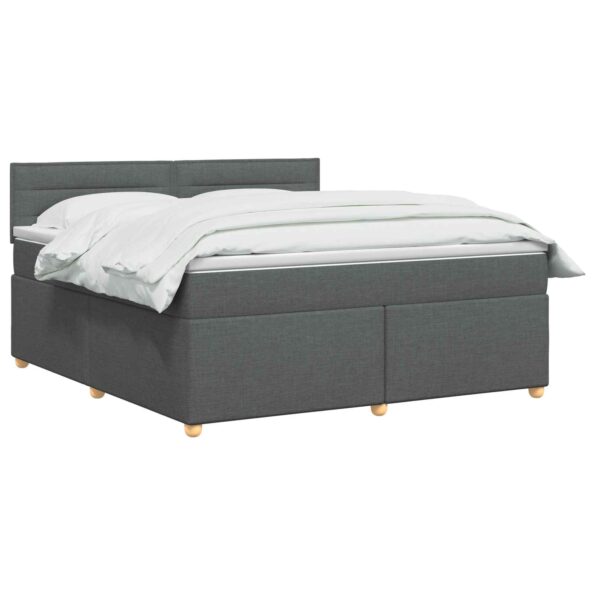 vidaXL Posteľ boxspring s matracom Tmavosivá 140 x 200 cm Látka – Obrázok 2