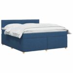 vidaXL Posteľ boxspring s matracom Modrá 140 x 200 cm Látka – Obrázok 2