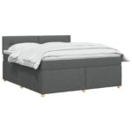 vidaXL Posteľ boxspring s matracom Tmavosivá 160 x 200 cm Látka – Obrázok 2