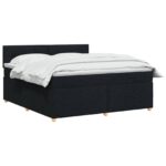 vidaXL Posteľ boxspring s matracom Čierna 160 x 200 cm Látka – Obrázok 2