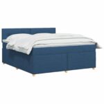 vidaXL Posteľ boxspring s matracom Modrá 160 x 200 cm Látka – Obrázok 2