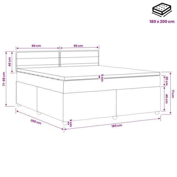 vidaXL Posteľ boxspring s matracom Čierna 180 x 200 cm Látka – Obrázok 11