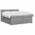 vidaXL Posteľ boxspring s matracom Svetlosivá 200 x 200 cm Látka – Obrázok 2