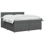 vidaXL Posteľ boxspring s matracom Tmavosivá 200 x 200 cm Látka – Obrázok 2