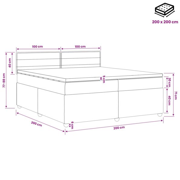 vidaXL Posteľ boxspring s matracom Tmavohnedá 200 x 200 cm Látka – Obrázok 11