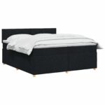 vidaXL Posteľ boxspring s matracom Čierna 200 x 200 cm Látka – Obrázok 2