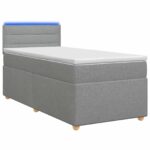 vidaXL Posteľ s boxspringom a matracom a LED Svetlosivá 90 x 190 cm
