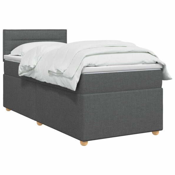vidaXL Posteľ s boxspringom a matracom a LED Tmavosivá 90 x 190 cm – Obrázok 2