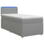 vidaXL Posteľ s boxspringom a matracom a LED Svetlosivá 90 x 190 cm