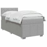 vidaXL Posteľ boxspring s matracom Svetlosivá 80 x 200 cm Látka – Obrázok 2
