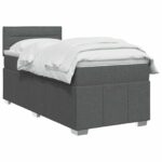 vidaXL Posteľ boxspring s matracom Tmavosivá 90 x 190 cm Látka – Obrázok 2