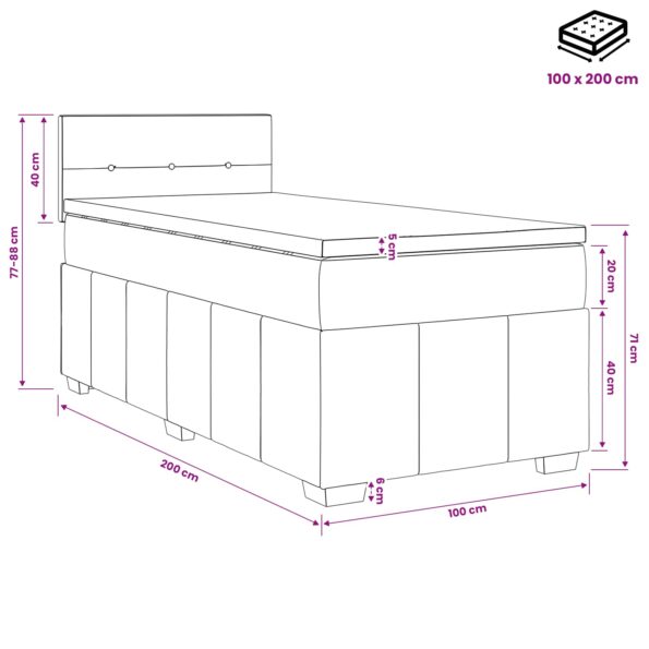 vidaXL Posteľ boxspring s matracom Tmavohnedá 100 x 200 cm Látka – Obrázok 11