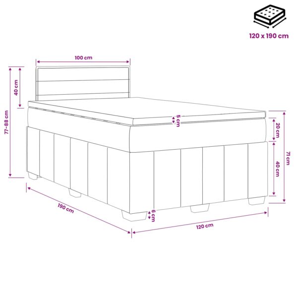 vidaXL Posteľ boxspring s matracom Modrá 120 x 190 cm Látka – Obrázok 11
