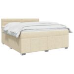 vidaXL Posteľ boxspring s matracom Krémová 140 x 200 cm Látka – Obrázok 2