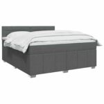 vidaXL Posteľ boxspring s matracom Tmavosivá 160 x 200 cm Látka – Obrázok 2