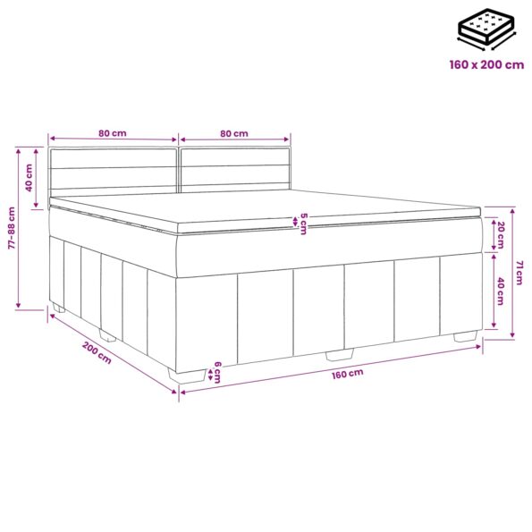 vidaXL Posteľ boxspring s matracom Čierna 160 x 200 cm Látka – Obrázok 11