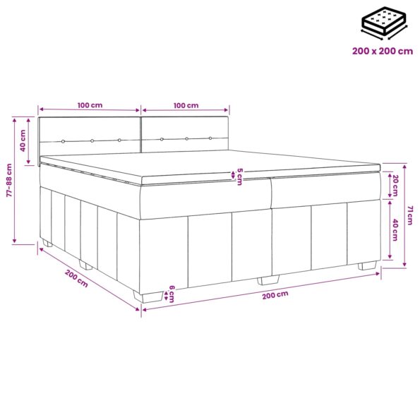 vidaXL Posteľ boxspring s matracom Modrá 200 x 200 cm Látka – Obrázok 11