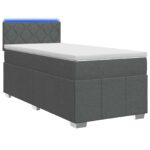 vidaXL Posteľ s boxspringom a matracom a LED Tmavosivá 90 x 190 cm