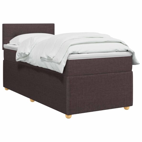 vidaXL Posteľ boxspring s matracom Tmavohnedá 90 x 200 cm Látka – Obrázok 2