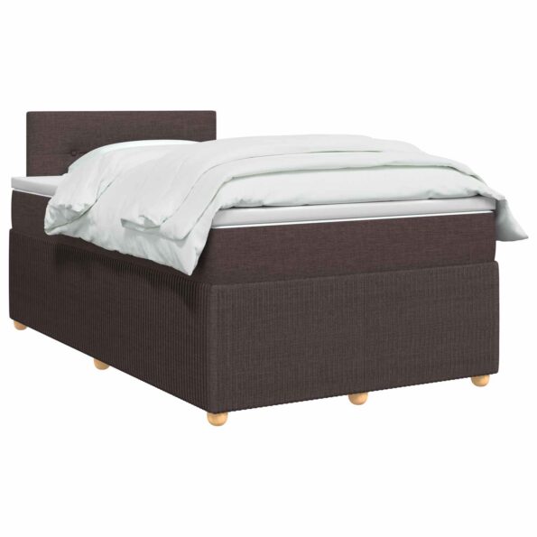 vidaXL Posteľ boxspring s matracom Tmavohnedá 120 x 200 cm Látka – Obrázok 2