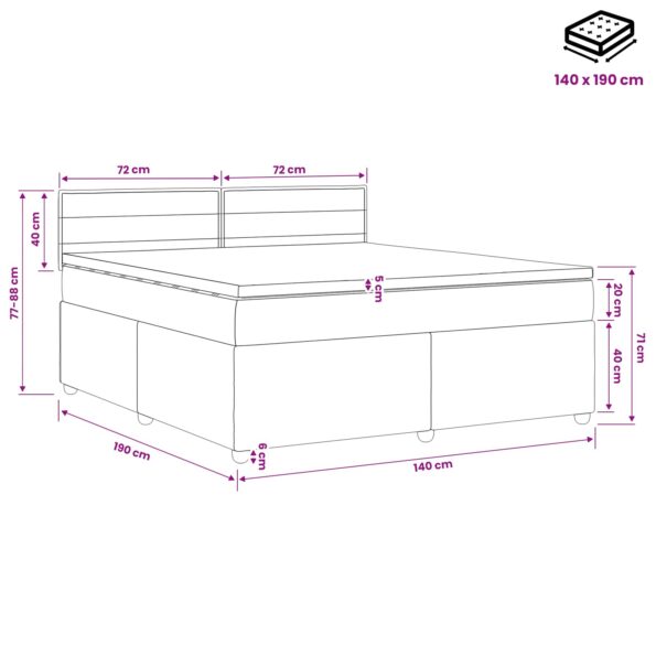 vidaXL Posteľ boxspring s matracom Krémová 140 x 190 cm Látka – Obrázok 11