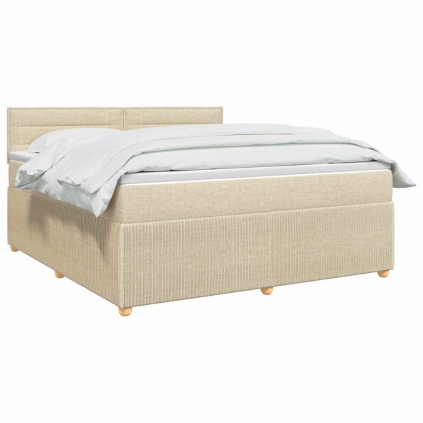 vidaXL Posteľ boxspring s matracom Krémová 140 x 190 cm Látka – Obrázok 2