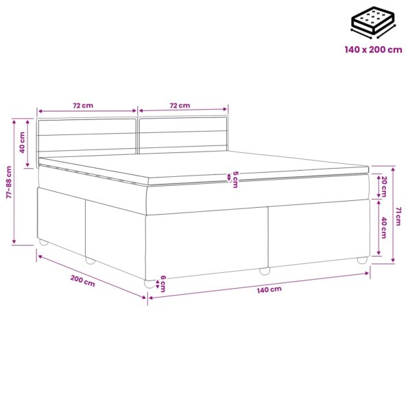 vidaXL Posteľ boxspring s matracom Modrá 140 x 200 cm Látka – Obrázok 11