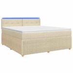 vidaXL Posteľ boxspring s matracom Krémová 140 x 200 cm Látka