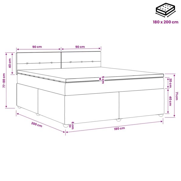 vidaXL Posteľ boxspring s matracom Sivohnedá 180 x 200 cm Látka – Obrázok 11