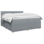 vidaXL Posteľ boxspring s matracom Svetlosivá 200 x 200 cm Látka – Obrázok 2
