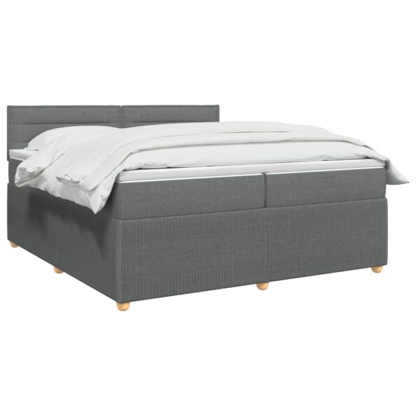 vidaXL Posteľ boxspring s matracom Tmavosivá 200 x 200 cm Látka – Obrázok 2