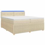 vidaXL Posteľ boxspring s matracom Krémová 200 x 200 cm Látka