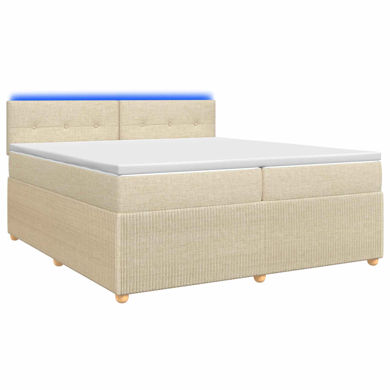 3453014_1.jpg vidaXL Posteľ boxspring s matracom Krémová 200 x 200 cm Látka – Obrázok 1