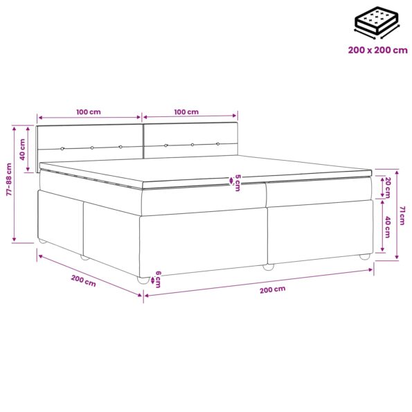 vidaXL Posteľ boxspring s matracom Modrá 200 x 200 cm Látka – Obrázok 11