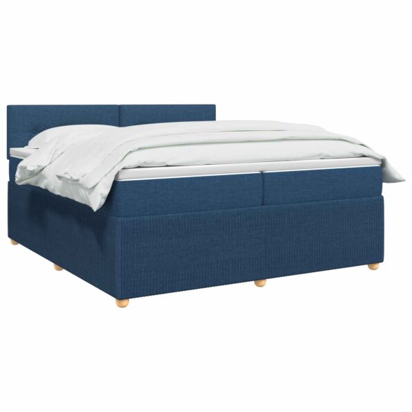 vidaXL Posteľ boxspring s matracom Modrá 200 x 200 cm Látka – Obrázok 2