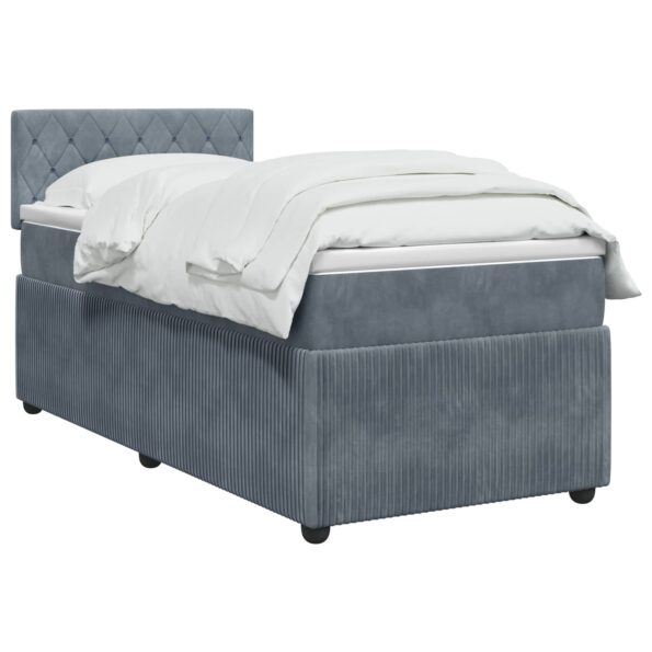 vidaXL Posteľ boxspring s matracom Tmavosivá 90 x 200 cm Zamat – Obrázok 2