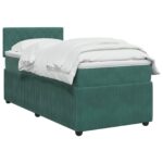 vidaXL Posteľ boxspring s matracom Tmavozelená 90 x 200 cm Zamat – Obrázok 2